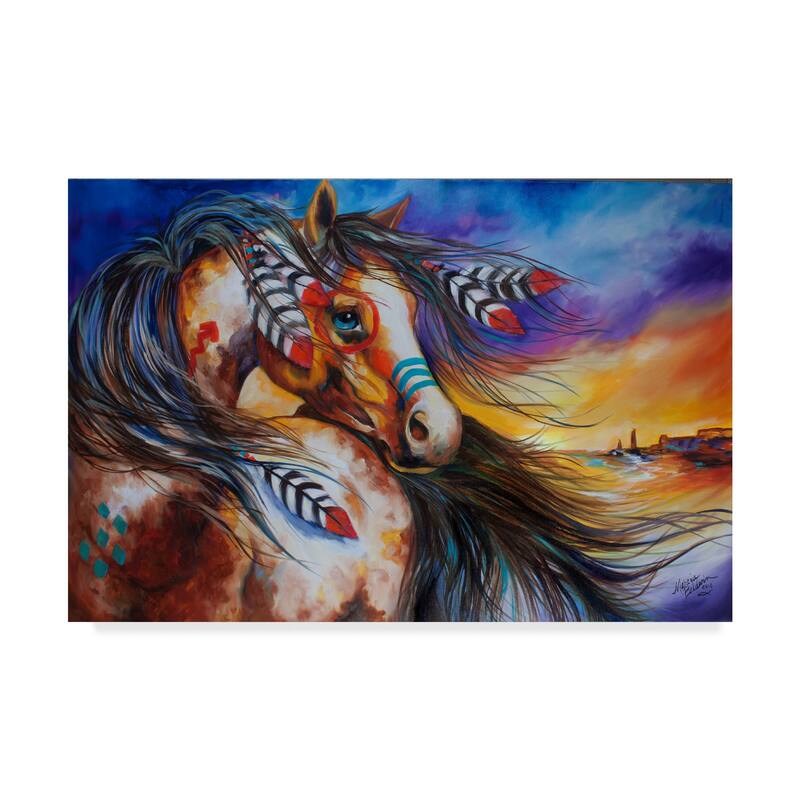 Marcia Baldwin '5 Feathers Indian War Horse' Canvas Art