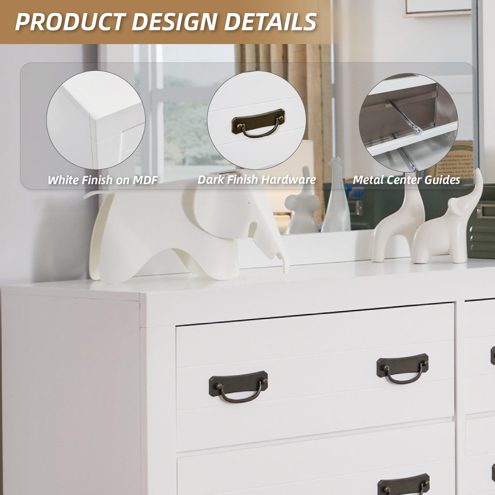 white dresser black hardware for Bedroom, 47" Modern 7 Drawer Dressers with Handles living room white dresser black hardware Bedroom
