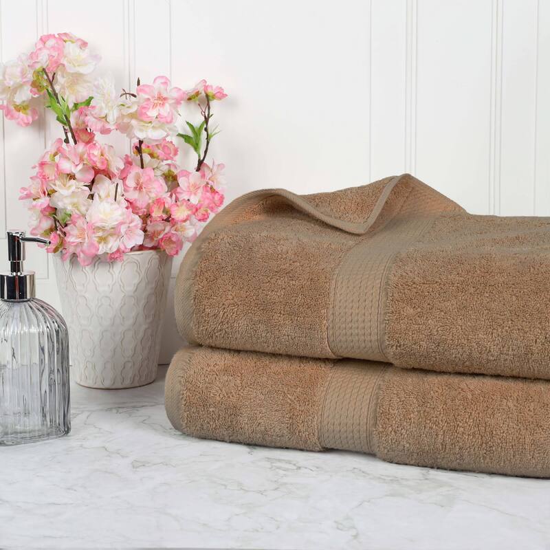 Superior Egyptian Cotton Pile Heavyweight Bath Sheet Set of 2 - Latte
