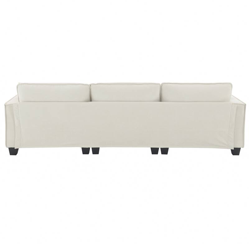 100" Modern Convertible Sectional Sofa - Velvet L Shape Couch with Pillows and Ottoman
