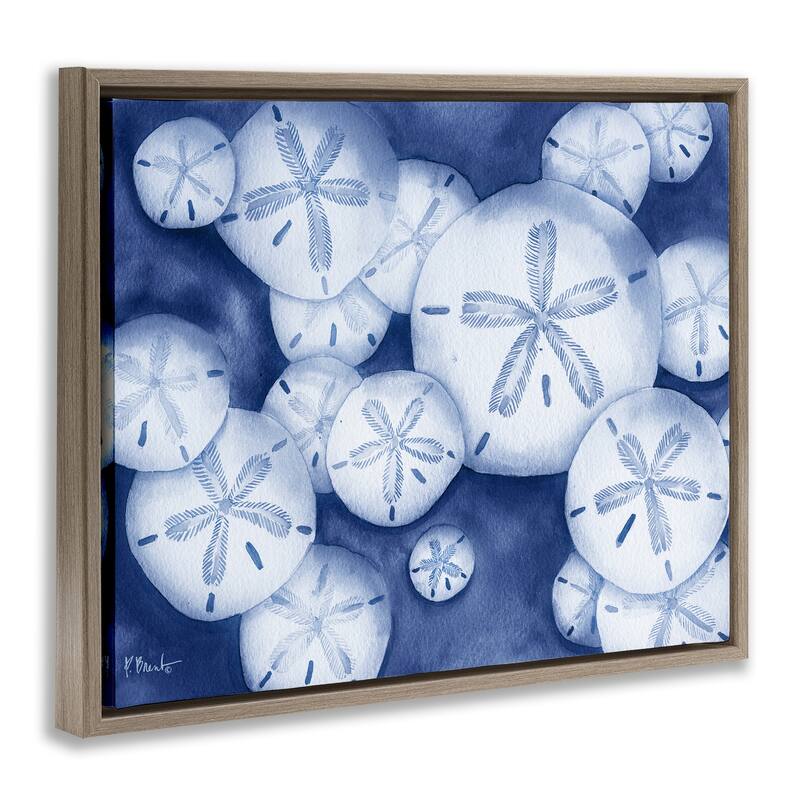 Stupell Watercolor Style Sand Dollars Framed Floater Canvas Wall Art Design By Paul Brent
