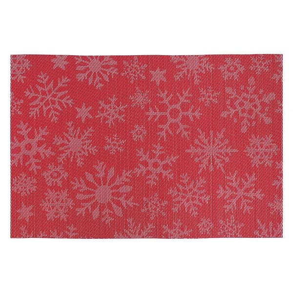slide 2 of 2, Vinyl Placemat (White Snowflake On Red) - Set of 12