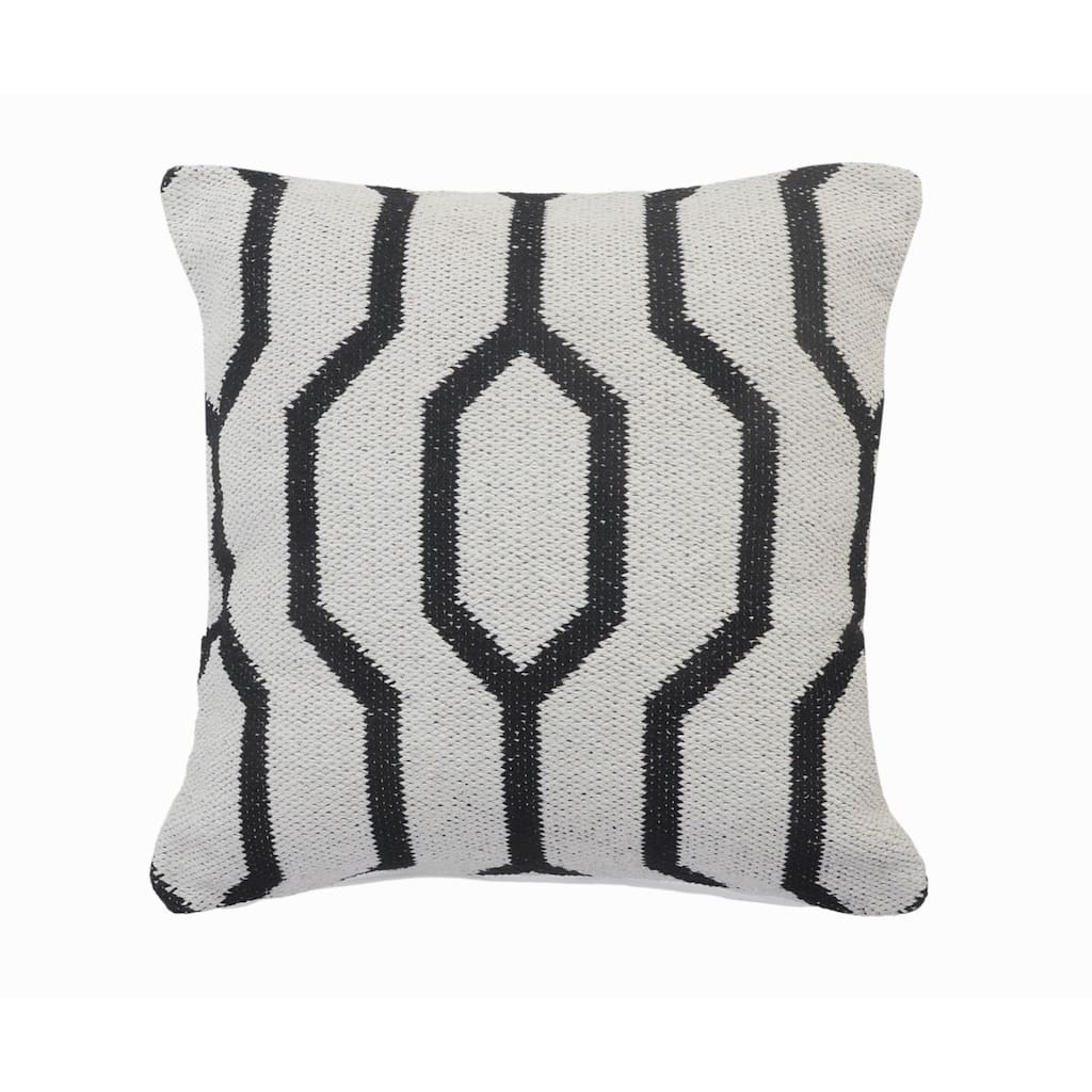 20" Black and White Geometric Square Throw Pillow