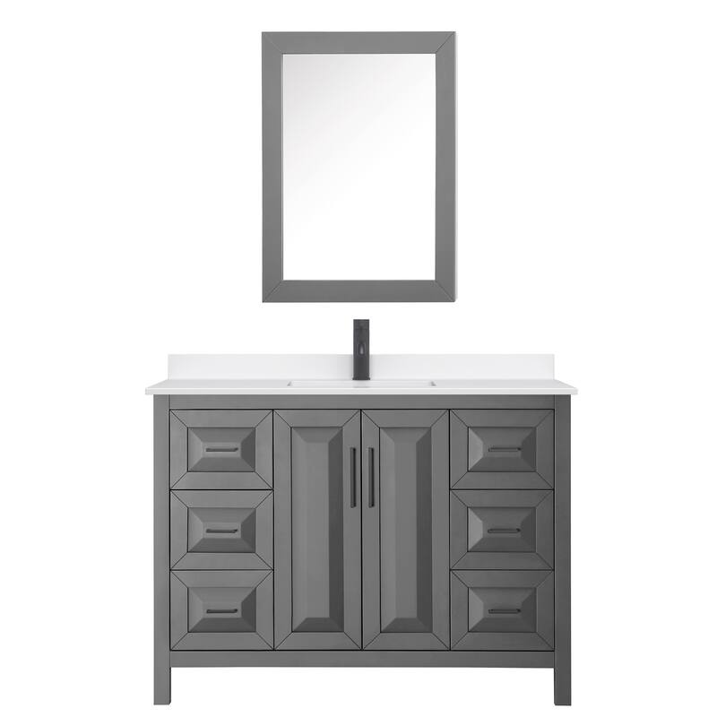 Daria 48-inch Single Vanity, Single Hole Quartz Top, Med Cabinet