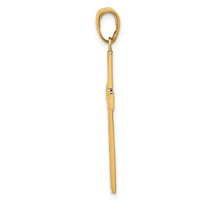 Curata 14k Yellow Gold 18" 26x17mm Solid Polished Rope Cross Necklace