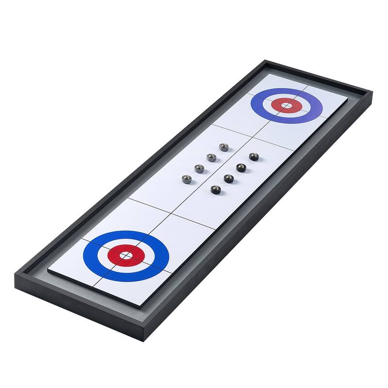 45 Inch 2 in 1 Portable Shuffleboard and Curling Tabletop Set Including 8 Pucks - 12.4” x 45” x 1.6”