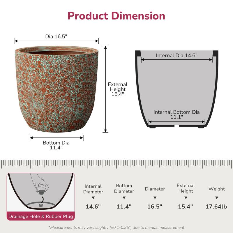 Concrete Tall Round Flower Planter with Drainage Hole and Enhanced Interior
