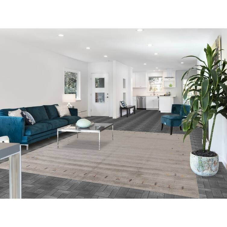 Gabbeh Oriental Area Rug Hand-Knotted Wool Carpet - 8'0"x 9'8"