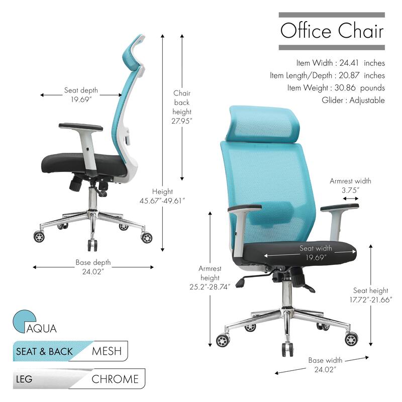 Porthos Home Briggs Swivel Mesh Office Chair with Chrome Roller Base