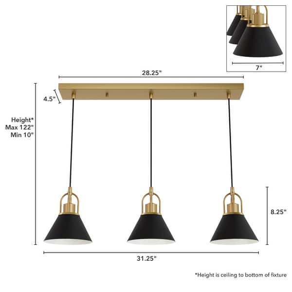 dimension image slide 0 of 4, Hunter Carrington Isle Black / Luxe Gold Pendant - Island, Dining Room, Foyer, Bedroom - Casual, Transitional, Cone - Designer!