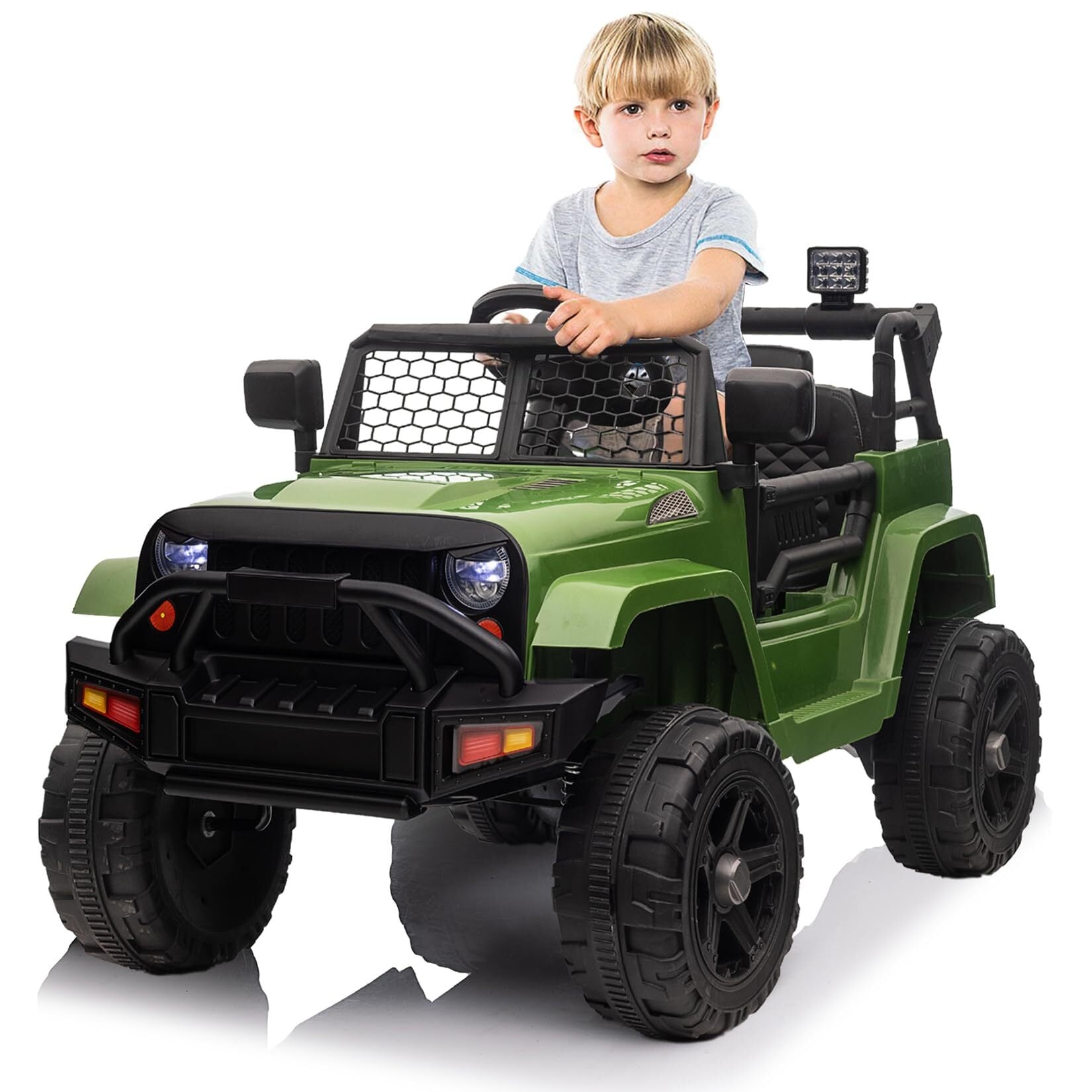 Jeep Power Wheels with Remote Control Car Ride on Toys for Kids Toddlers White