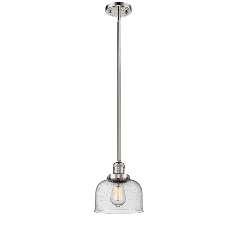 Innovations Lighting Franklin Restoration Bell - 1 Light 8" Stem Hung Mini Pendant - Polished Nickel/Seedy