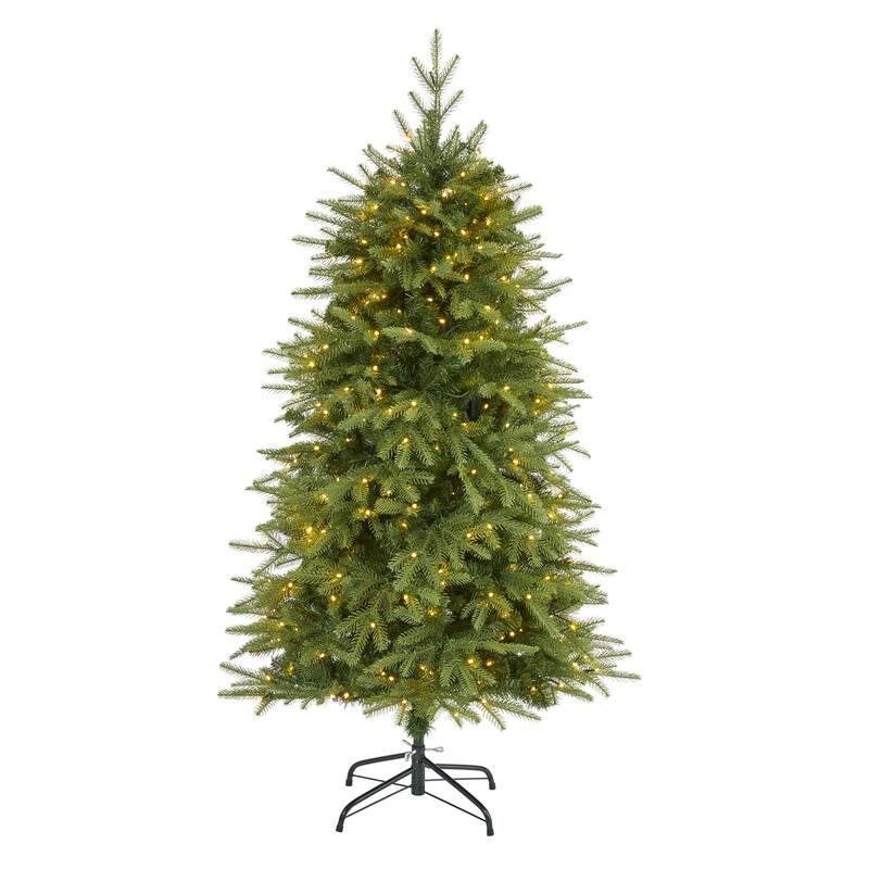 5' Pre-Lit Vancouver Fir Artificial Christmas Tree, Clear LED Lights - 5 Foot