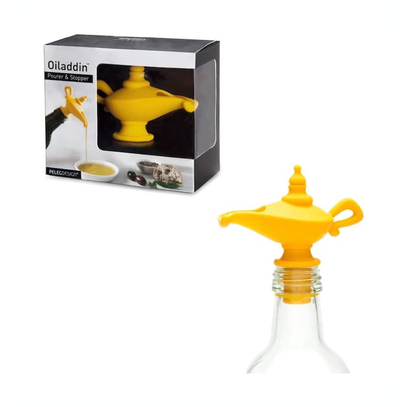 Wine Pourer & Stopper, Genie Bottle, 2-Pack - Yellow