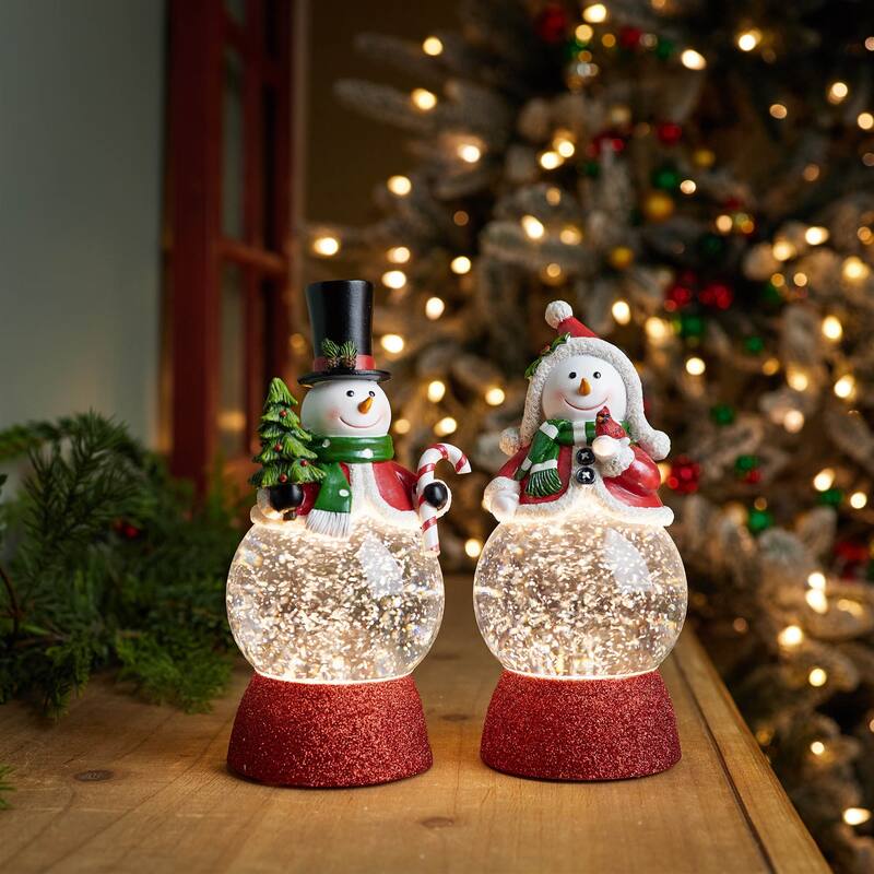 LED Holiday Snowman Snow Globe (Set of 2) - N/A