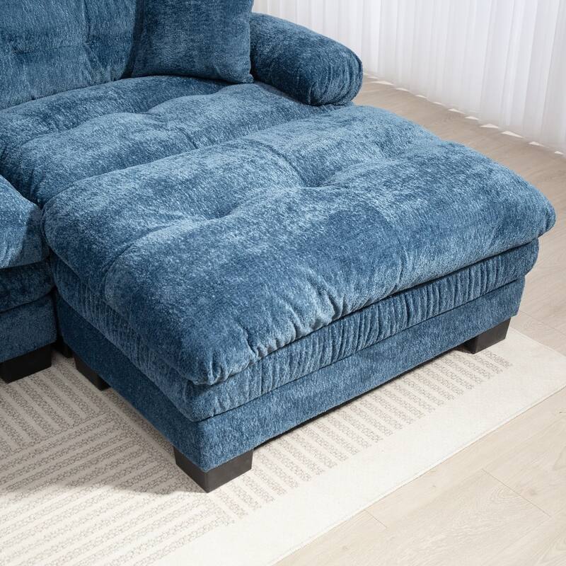 120.87" L-Shaped Upholstered Reversible 3-seat Modular Sectional Sofa with Deep Seating