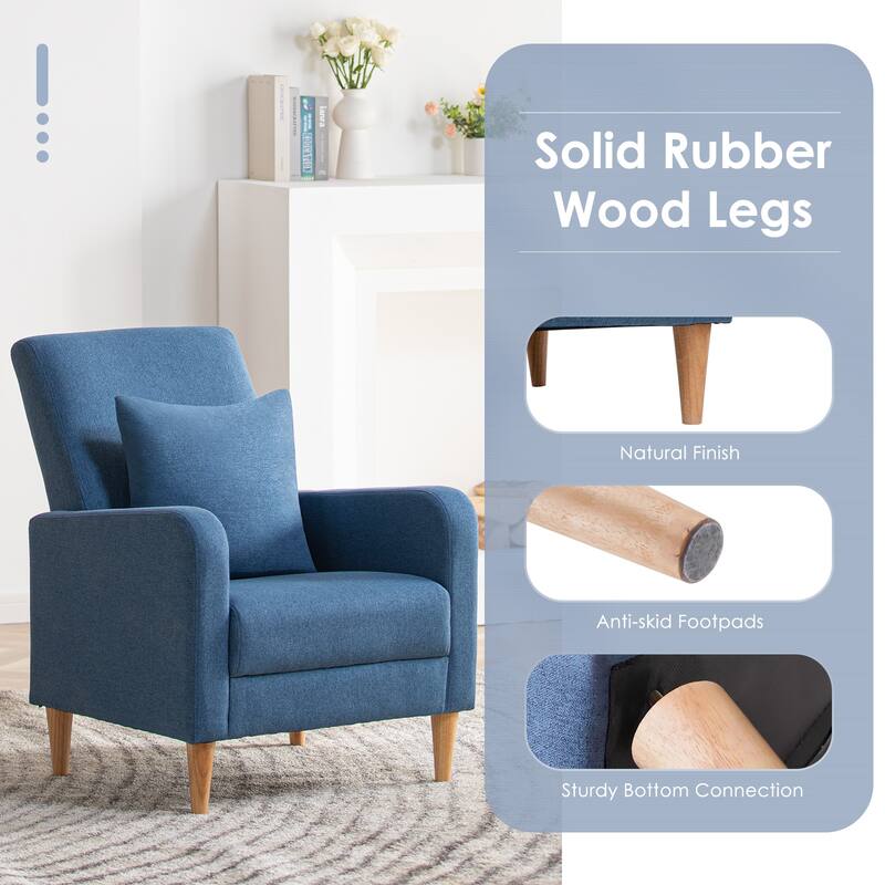 Modern Accent Chair with Pillow & Walnut Legs - Lounge Seat for Living Room, Compact Design
