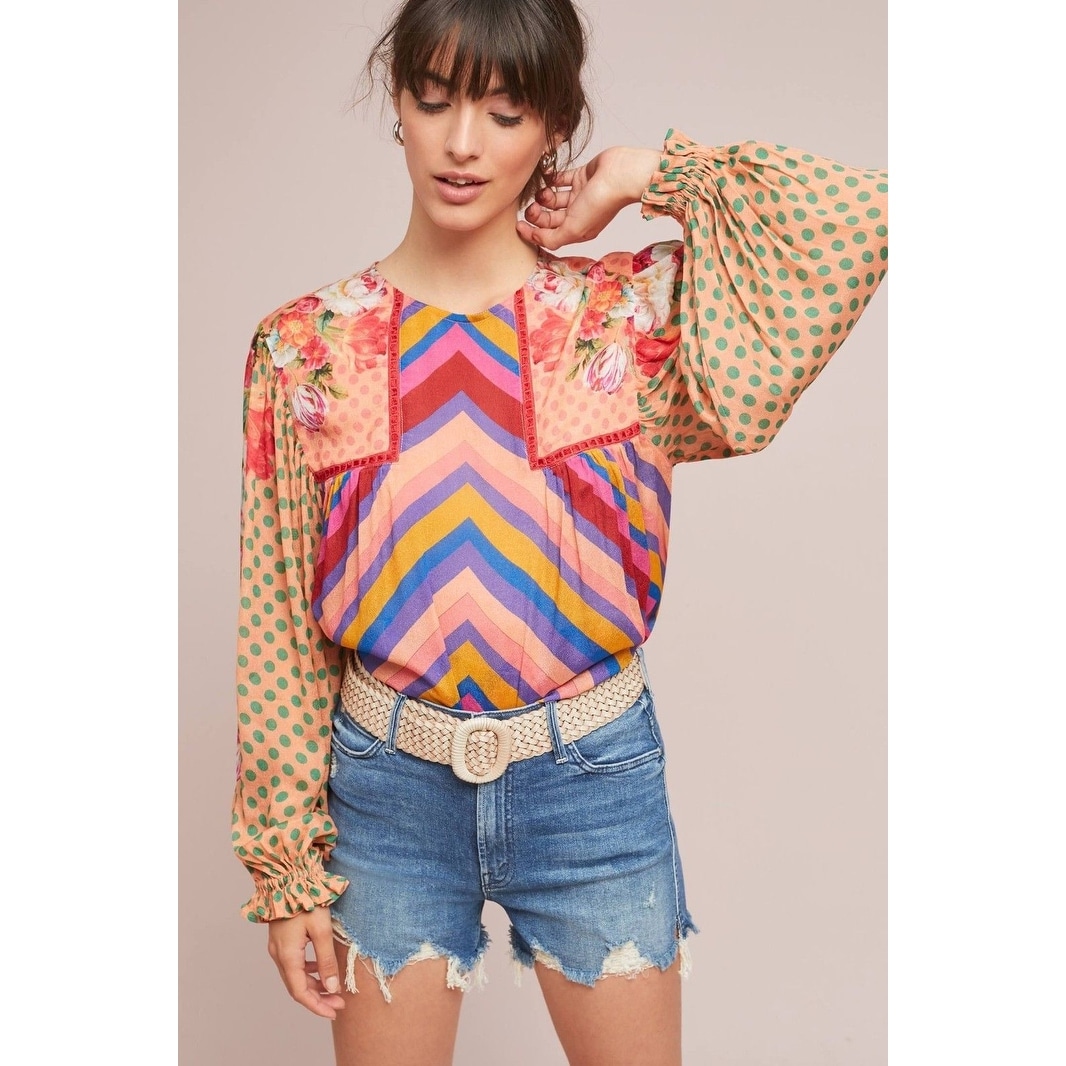 eclectic leopard peasant blouse