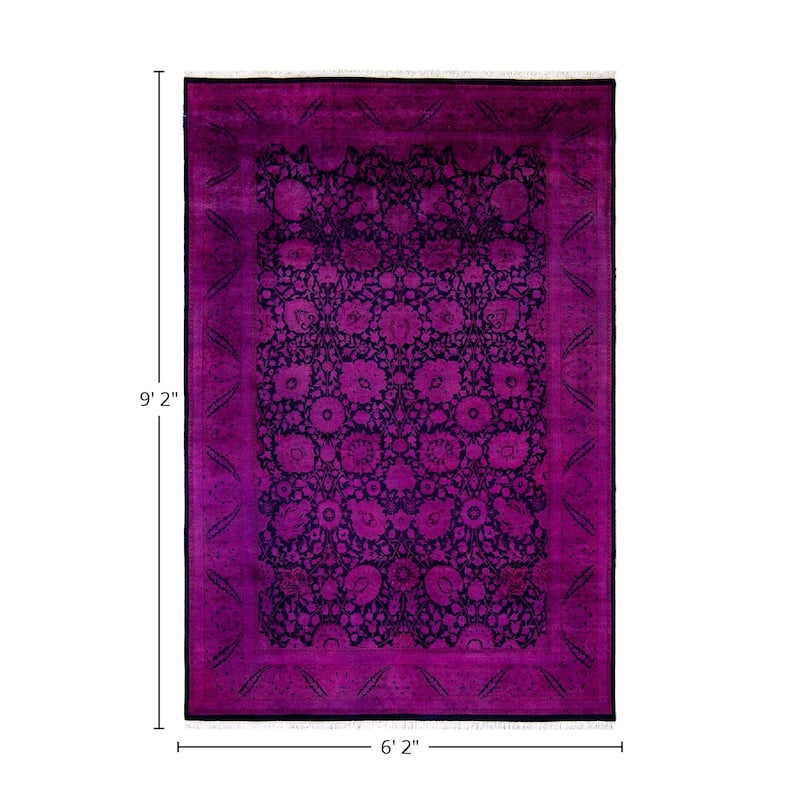 Overton Hand Knotted Wool Vintage Inspired Modern Contemporary Overdyed Purple Area Rug - 6' 2" x 9' 2"