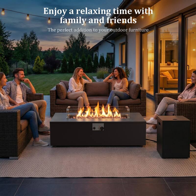 Meyreso Wicker Outdoor Patio Fire Pit Set with Swivel Gliders & 4.5-Inch Olefin Cushions