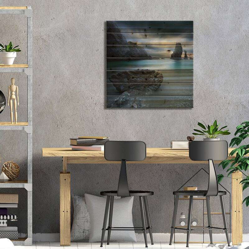 Turquoise III Print On Wood by Sebastien Del Grosso - Multi-Color