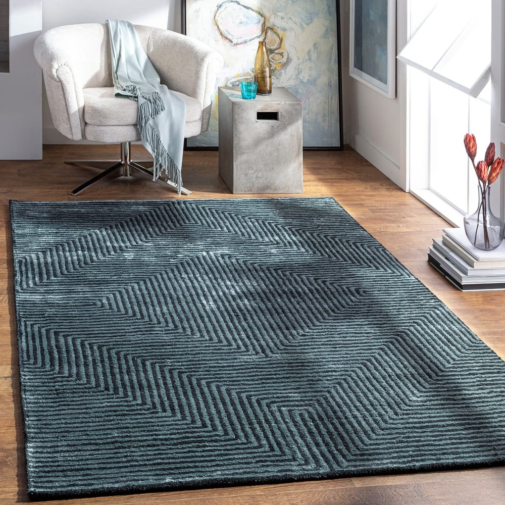 Fazeley Handmade Geometric Viscose Area Rug