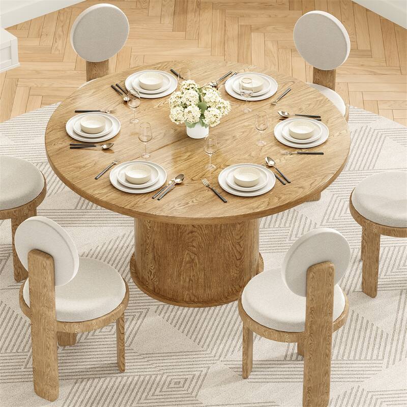 43-Inch Round Wood Kitchen Table for 4 People