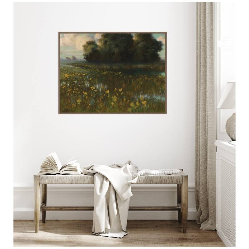 Kate and Laurel Cowslips in a Meadow by Nostalgia Prints Framed Canvas Wall Art Print