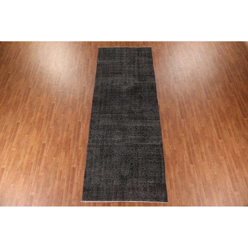 Distressed Over-Dyed Anatolian Turkish Vintage Handmade Wool Carpet - 4'10" x 13'3"