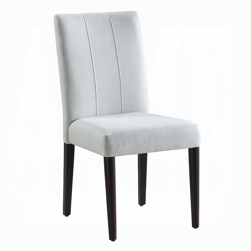 Aren Side Dining Chair Set of 2, Plush Foam Gray Fabric, Black Wood