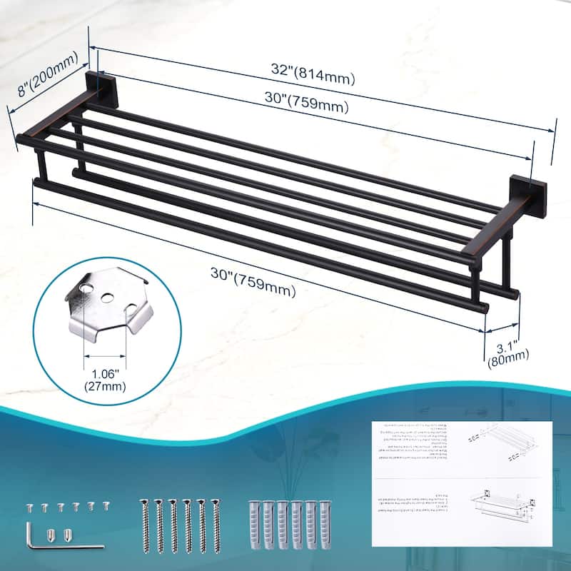 WOWOW Two Towel Holders Wall mounted Towel Rack