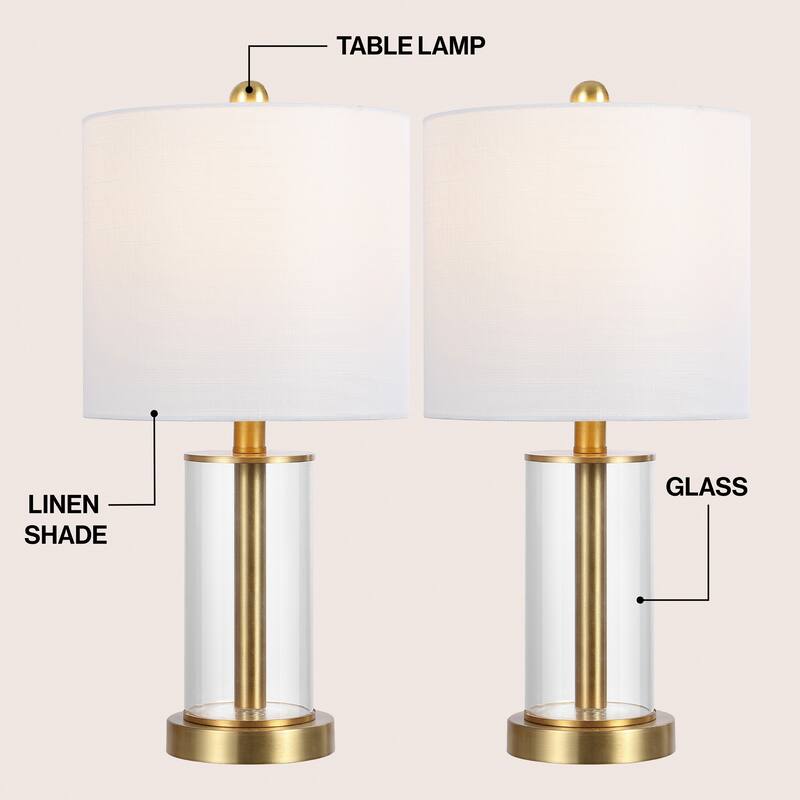 By JONATHAN , Amner 20.5" Contemporary Fillable Glass LED Table Lamp, (Set of 2)