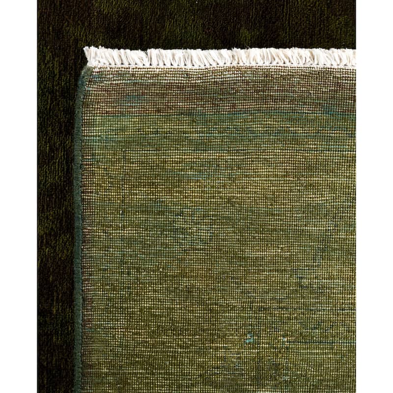Overdyed One-of-a-Kind Hand-Knotted Area Rug - Green - 9' 0" x 12' 1"