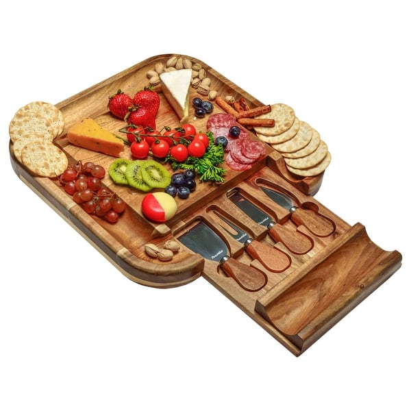Acacia Charcuterie Board with Cheese Knife Set