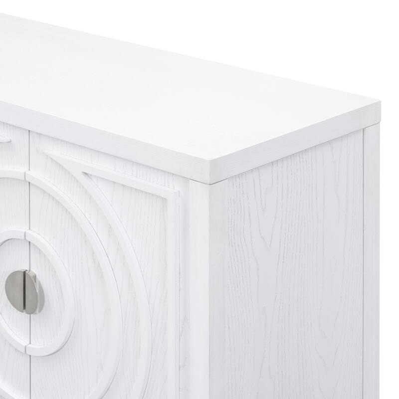 Retro Sideboard with Circular Groove Design Metal Handle