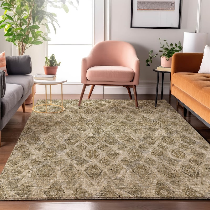 Premium Washable Super Soft Abstract Diamonds Mayfield Rug - Mocha - 2' 6" x 3' 10" - Rectangle