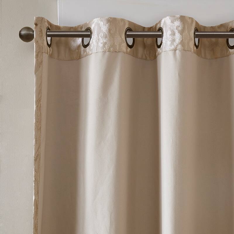 Blackout&Noise Blocking Knitted Jacquard Damask Total Grommet Top Curtain Panel, Machine Washable for Living Room/Bedroom-Single