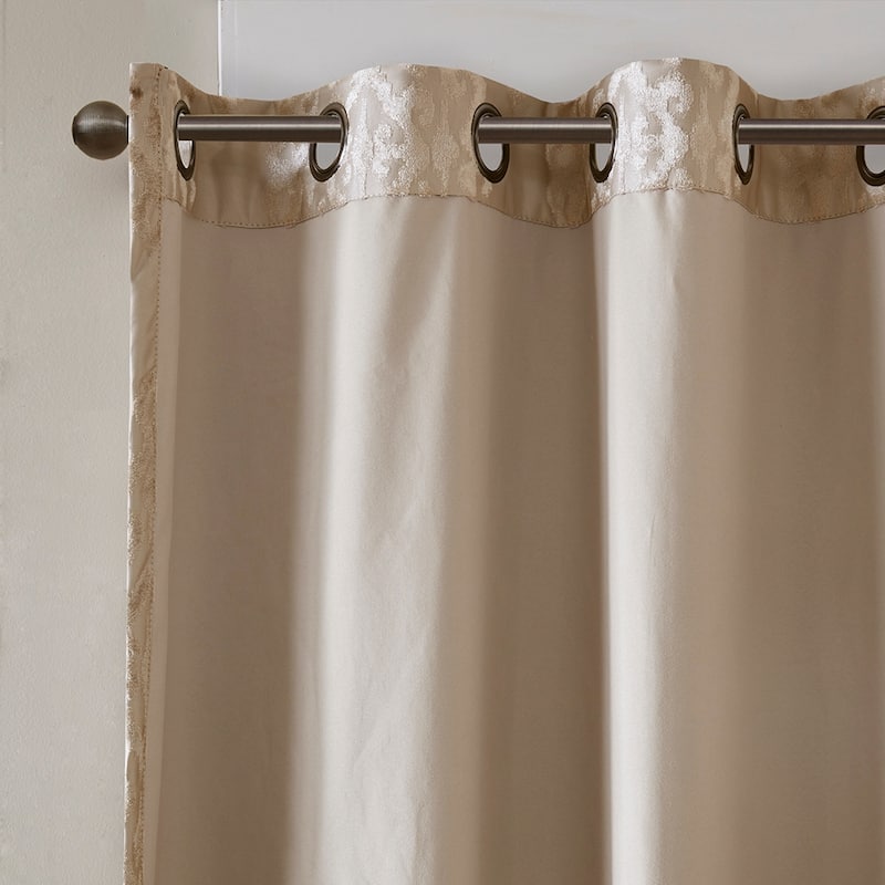 Knitted Jacquard Damask Grommet Top Curtain Panel