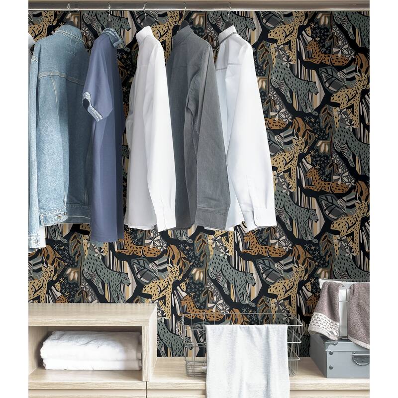 Pip & Lo Navy Gold Cat Nap Peel & Stick Wallpaper