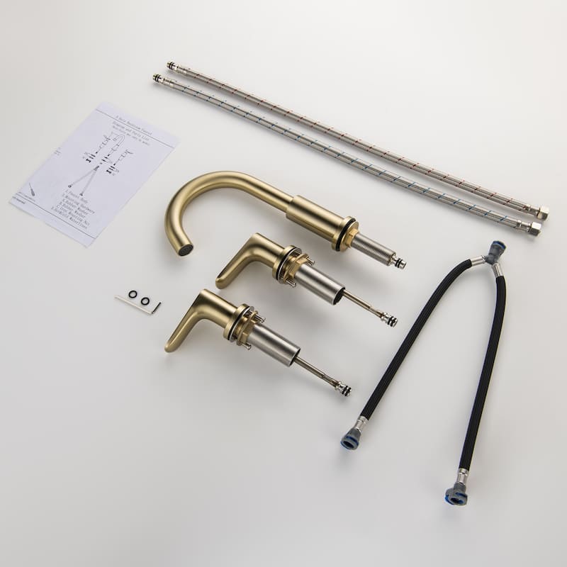 Elegant Gold Bathroom Sink Faucet Widespread Lavatory Faucet with 2-Handle
