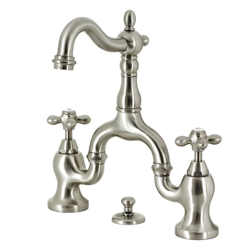 Kingston Brass English Country Bridge Bathroom Faucet with Brass Pop-Up - Brushed Nickel