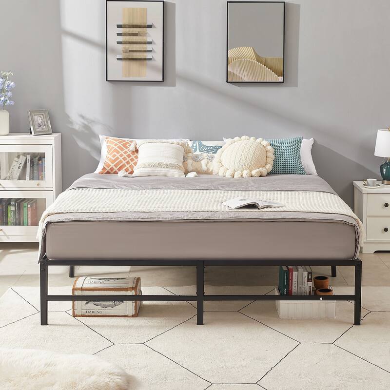 18 inch Bed Frames Heavy Duty Metal Twin/Full/Queen/King Size Platform BedFrame, No Box Spring Needed, Black Beds