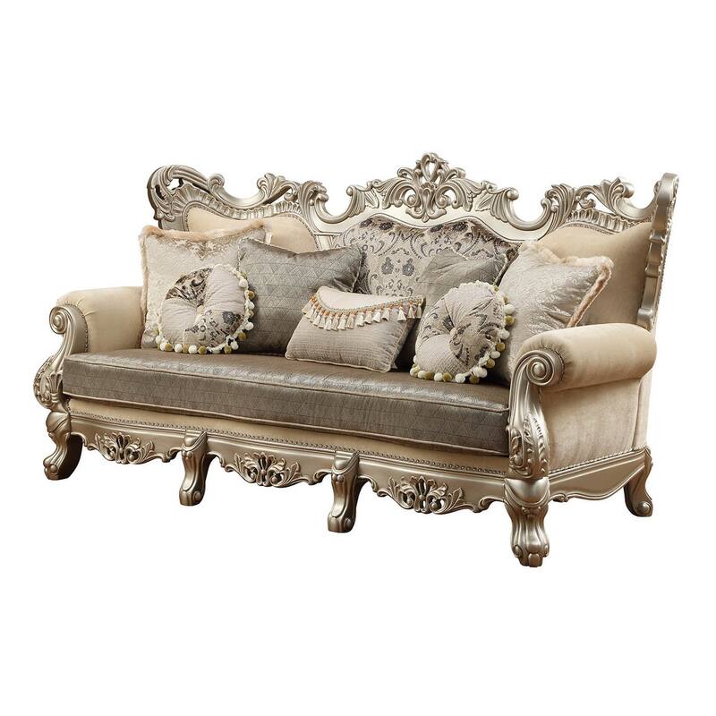 Jacks Beige and Champagne Sofa with 7-Pillow