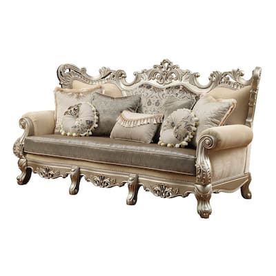 Jacks Beige and Champagne Sofa with 7-Pillow
