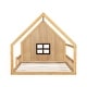 preview thumbnail 8 of 9, Full Size House Bed with LED Light and Roof Frame, Solid Wood Floor Montessori Bed with Window and Fence Design