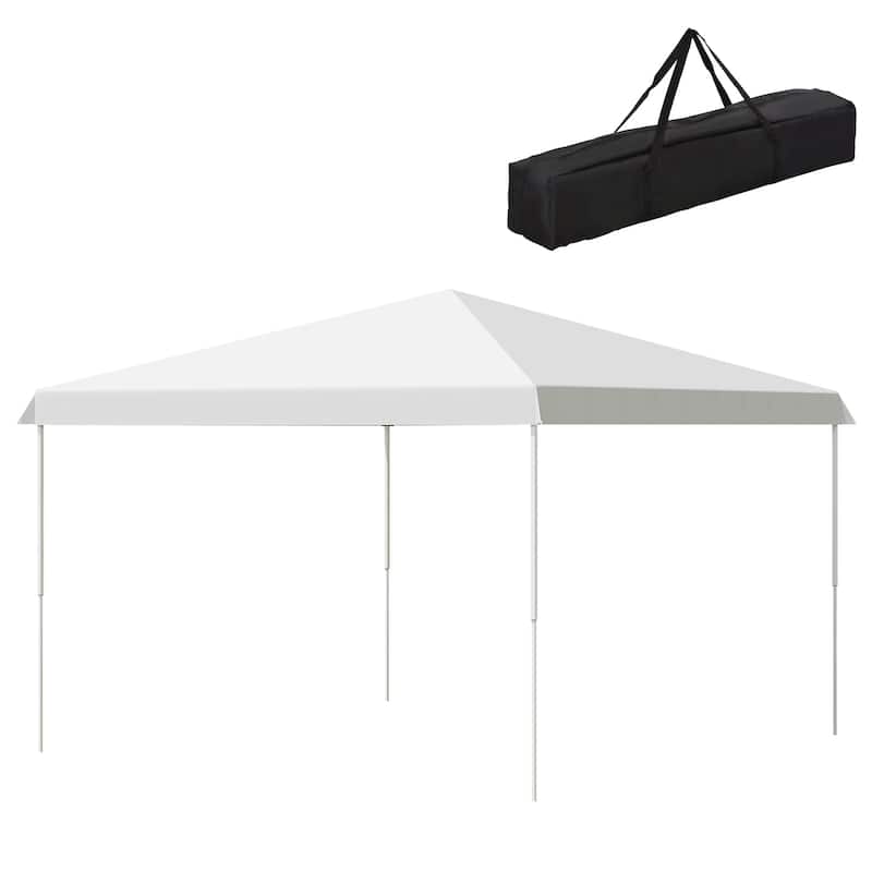Adjustable Height Pop-Up Canopy Tent with Durable Steel Frame and Sun Protection - White