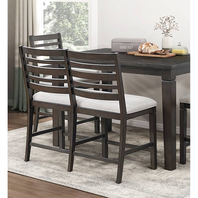 Dark Espresso Finish Counter Height Dining Furniture Set Extendable Table Upholstered Bench Chairs