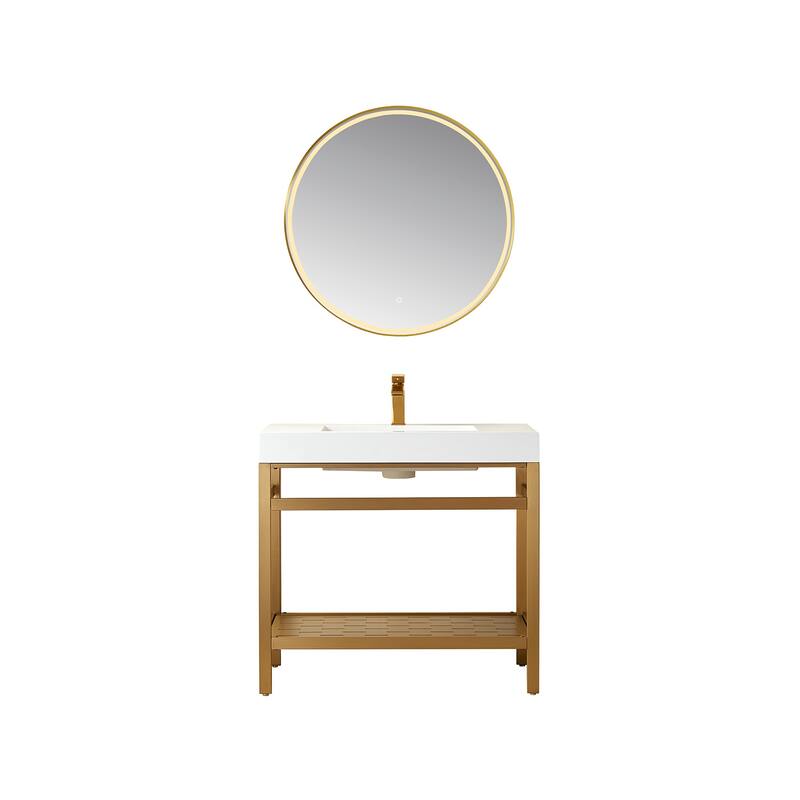 Miseno MV702836 Ablitas 36" Free Standing Single Basin Vanity Set with - Brushed Gold / White - Goldtone Finish