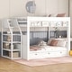 preview thumbnail 4 of 10, White Full Size Solid Wood Convertible Bunk Bed with Storage Staircase, Bedside Table, and 3 Drawers