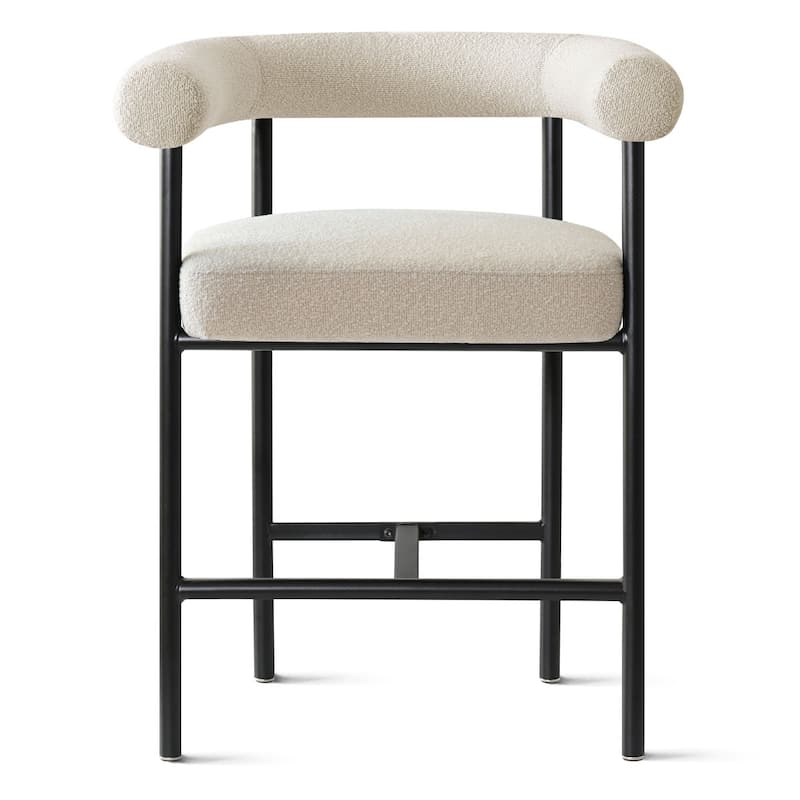 24" Boucle Upholstered Counter Stools with Arms(Set Of 4)